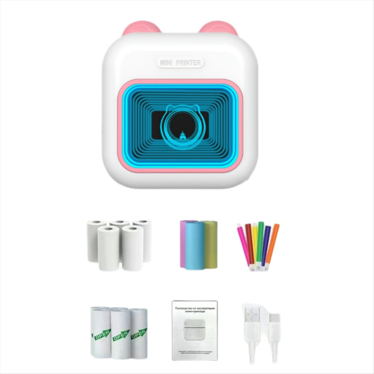 Mini Sticker Printer RGB Light - Mini Pocket Thermal Printer Paper Roll 评论和价格