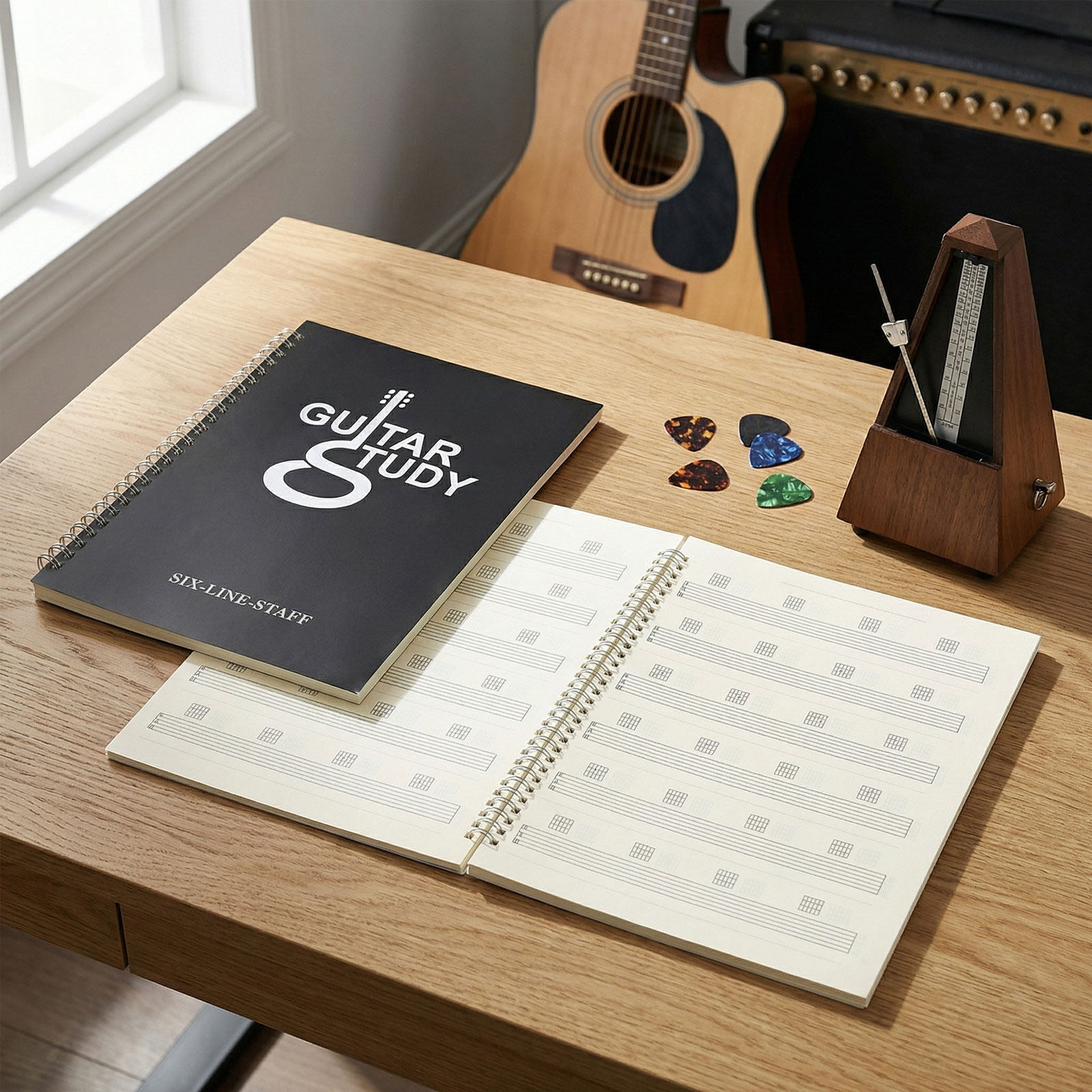 2Pcs Guitar Tablature Notebook - Blank Sheet Music Notebook 评论和价格