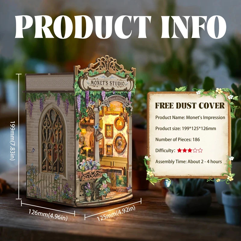 Wooden Monet's Studio Book Noo - Diy Wooden Book Nook Kit Shelf Insert 评论和价格