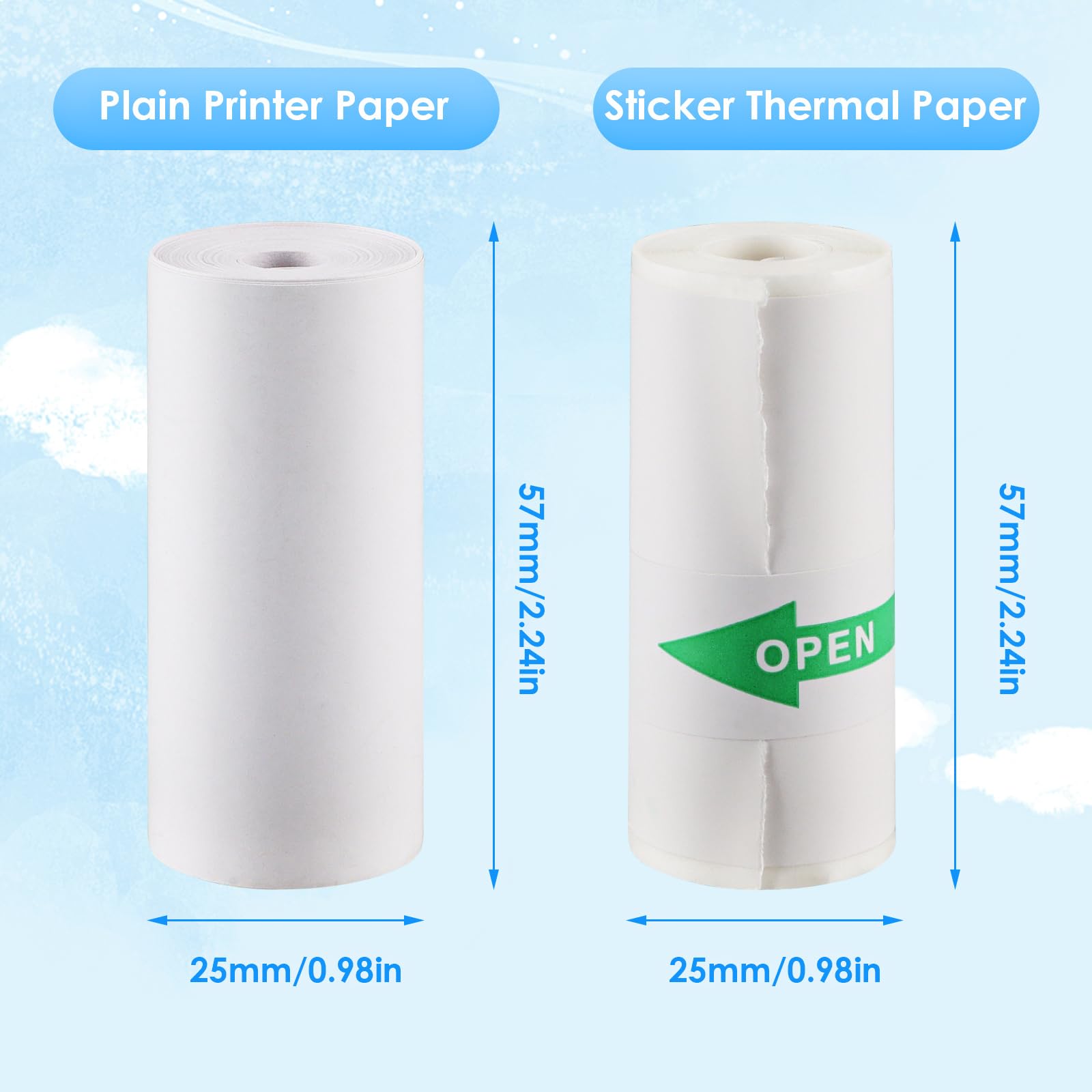 10 Rolls Thermal Inkless Print - Mini Pocket Thermal Printer Paper Roll 评论和价格