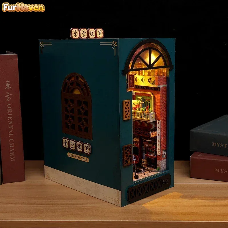 DIY Wooden Oriental Tales Chin - Diy Wooden Book Nook Kit Shelf Insert 评论和价格