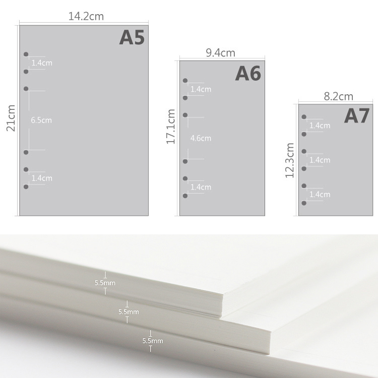 A5 A6A7 45 Sheets Loose Leaf N - A5 Spiral Dotted Grid Notebook 评论和价格
