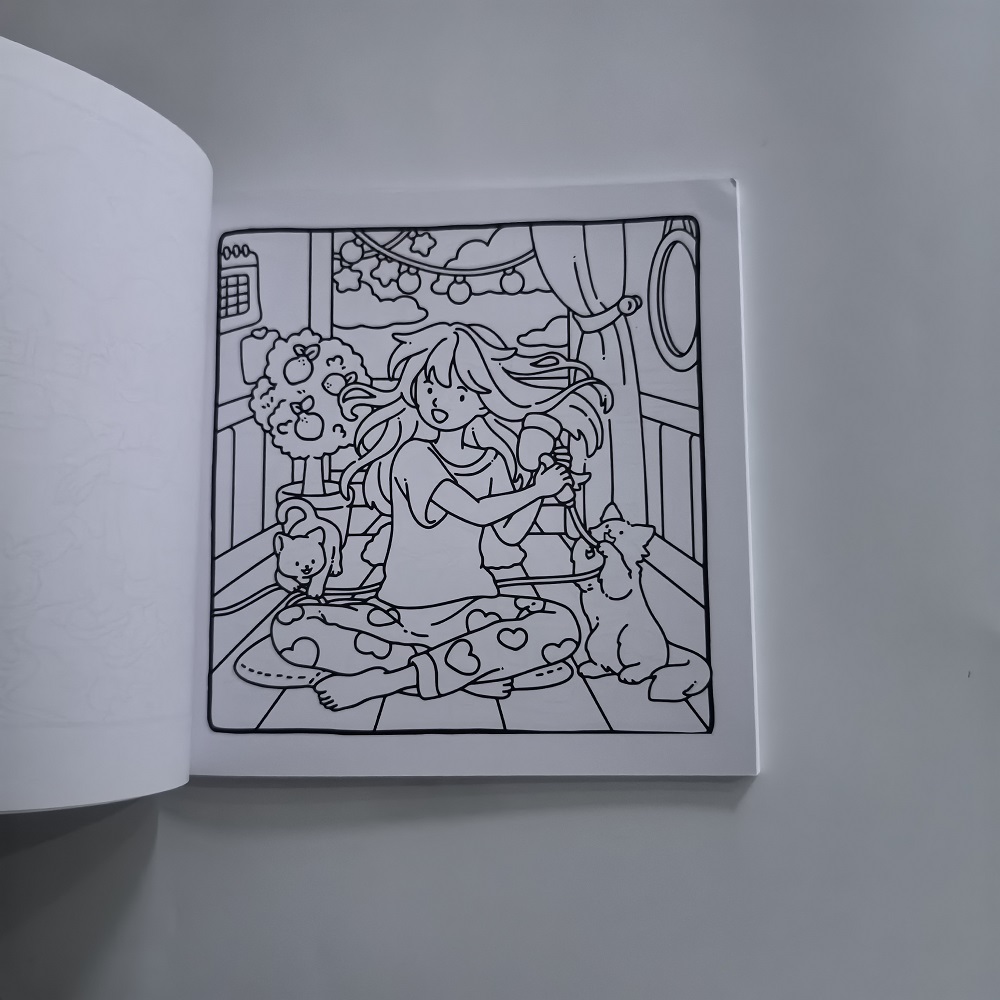Cat & Girl Cute Easy Coloring  - Adult Coloring Book Stress Relief 评论和价格