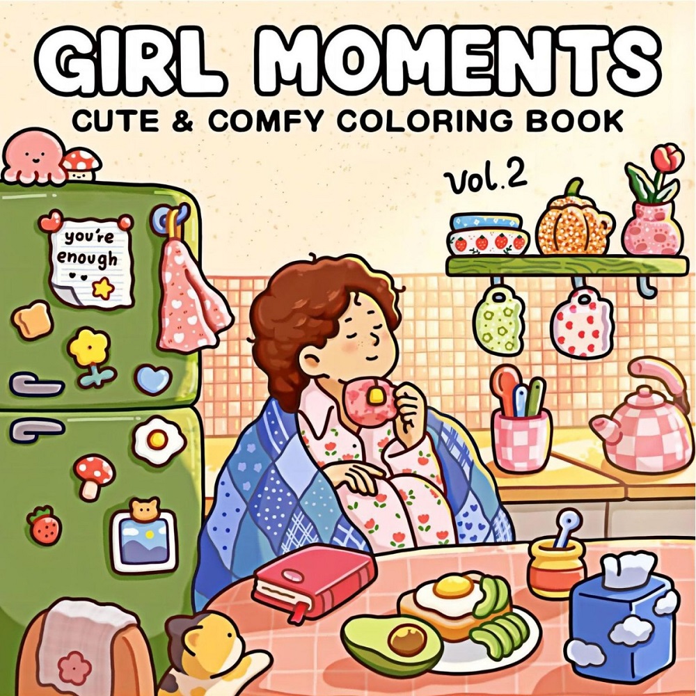 Girl Moments Cute & Comfy Colo - Adult Coloring Book Stress Relief 评论和价格