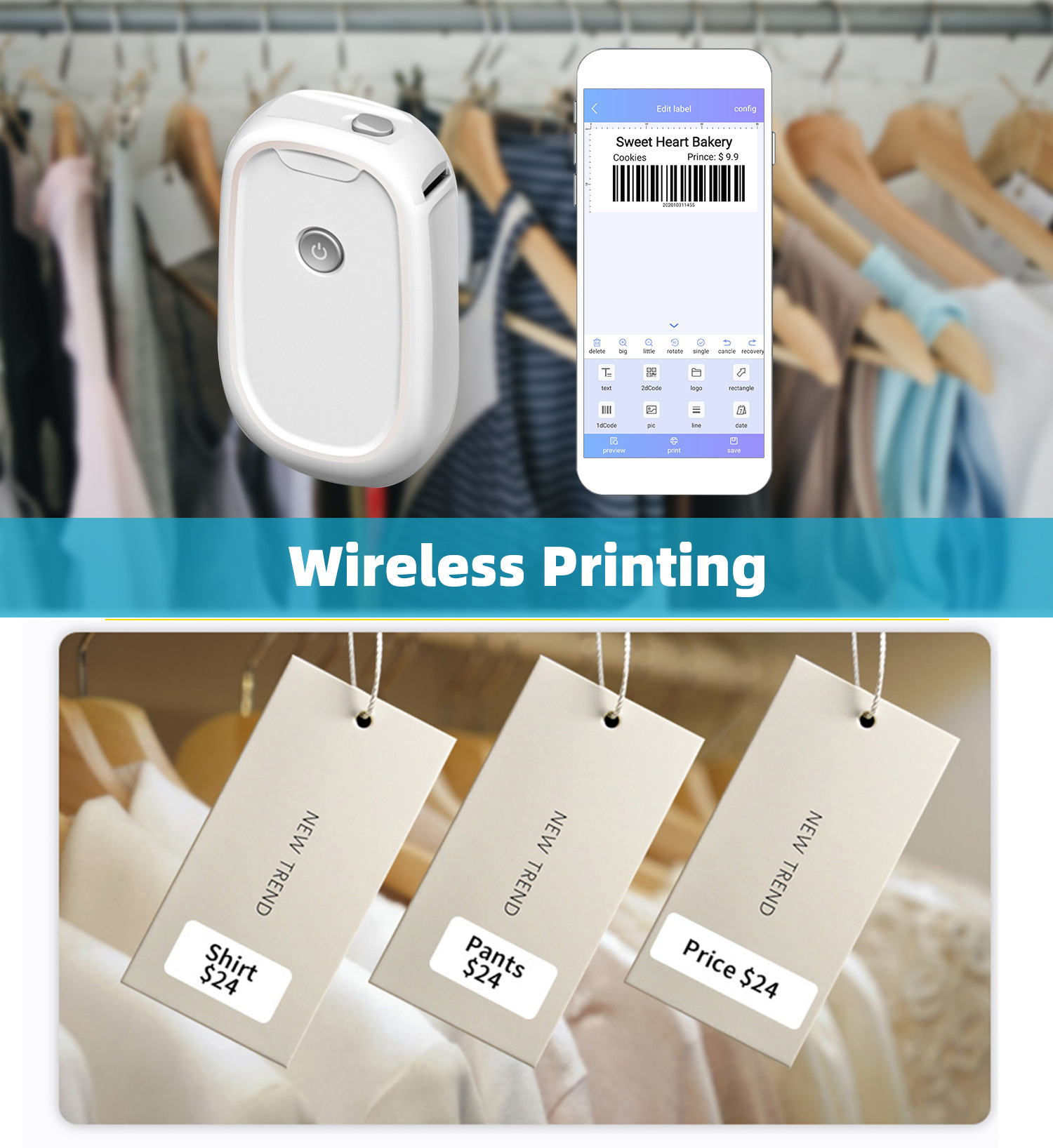 Wireless Portable Label Maker  - Mini Pocket Thermal Printer Paper Roll 评论和价格