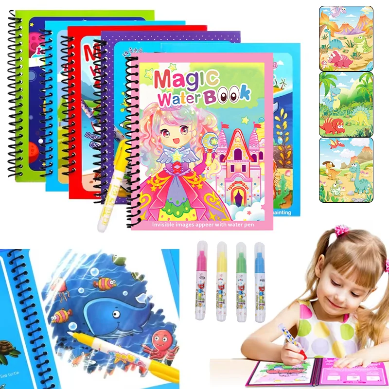 Cartoon Magic Water Drawing Bo - Reusable Water Magic Coloring Book 评论和价格