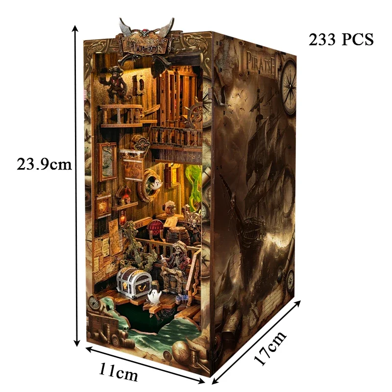 Miniature DIY Wooden New World - Diy Wooden Book Nook Kit Shelf Insert 评论和价格