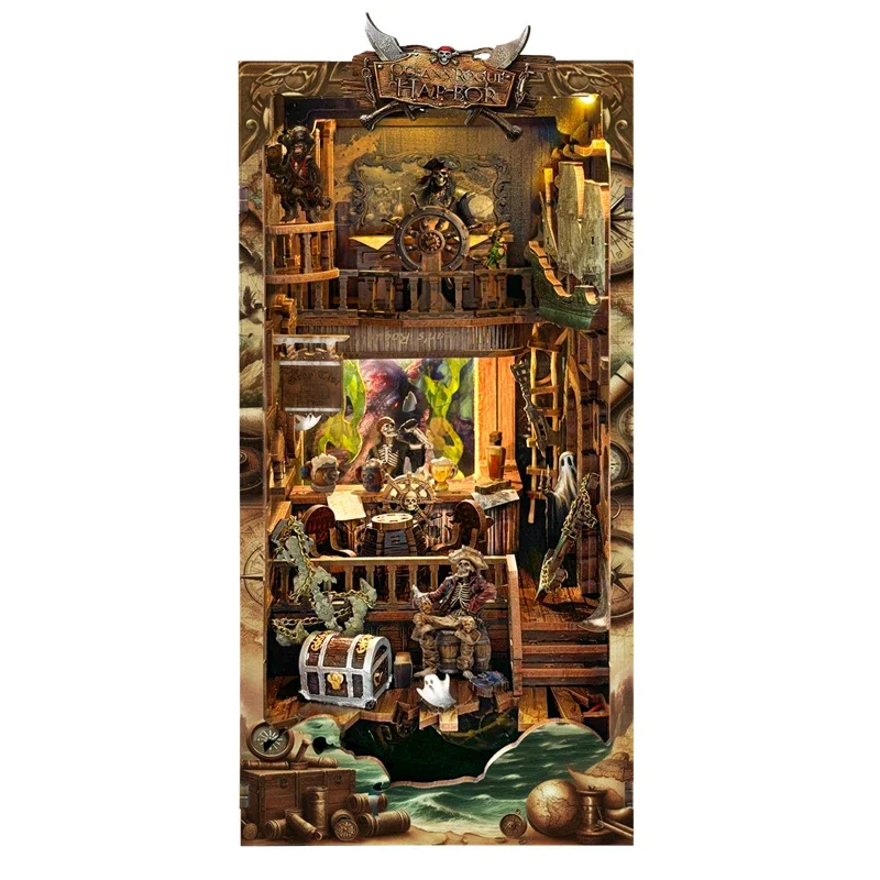Miniature DIY Wooden New World - Diy Wooden Book Nook Kit Shelf Insert 评论和价格
