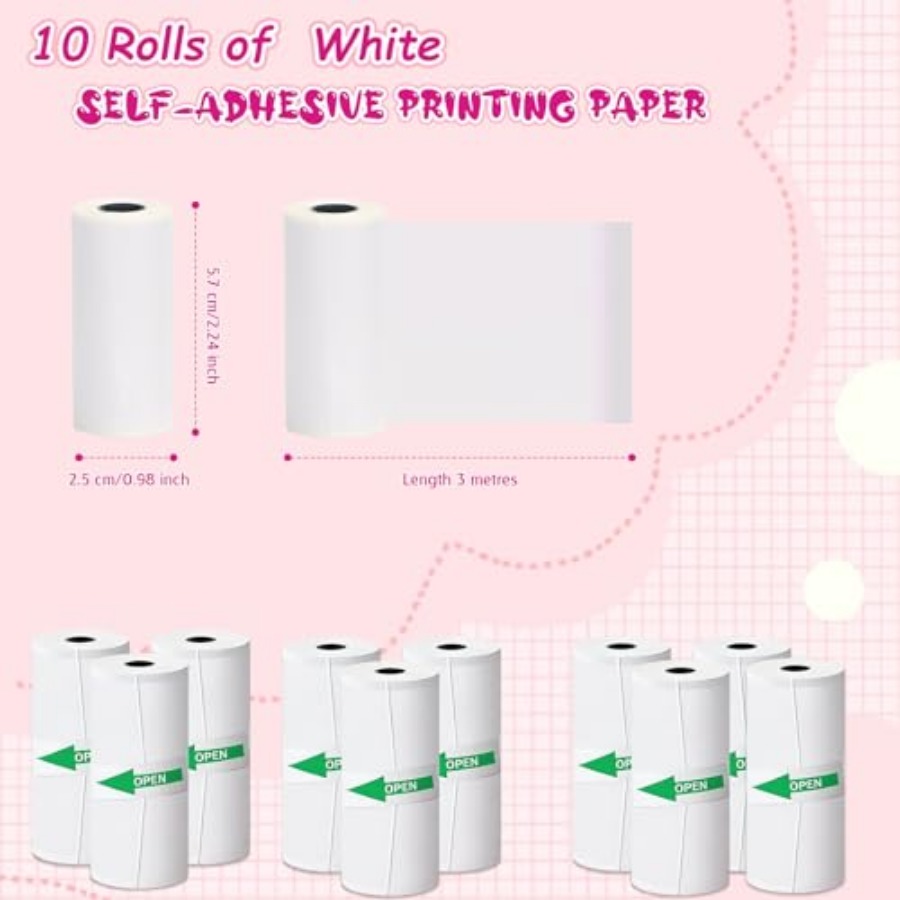 10 Rolls Thermal Sticker Paper - Mini Pocket Thermal Printer Paper Roll 评论和价格