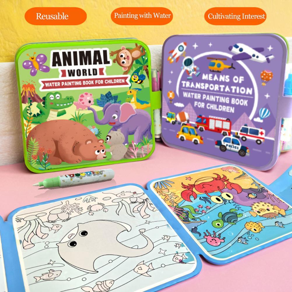 Foldable Water Painting Book F - Reusable Water Magic Coloring Book 评论和价格