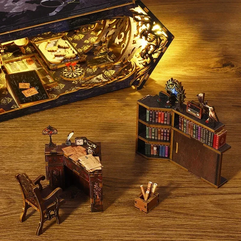 Retro DIY Wooden Book Nook She - Diy Wooden Book Nook Kit Shelf Insert 评论和价格