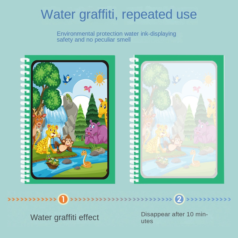 Children's Magic Water Drawing - Reusable Water Magic Coloring Book 评论和价格