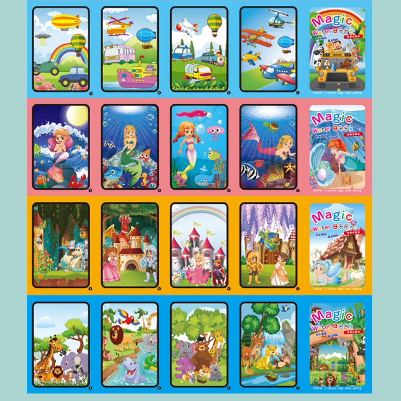 Children's Magic Water Drawing - Reusable Water Magic Coloring Book 评论和价格